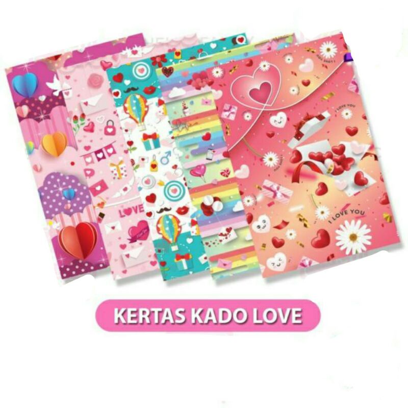 

KERTAS KADO SQUEEZY ISI 5 MOTIF/5 LEMBAR 65CM X 50CM 70GSM LOVE CINTA HATI VALENTINE DAY