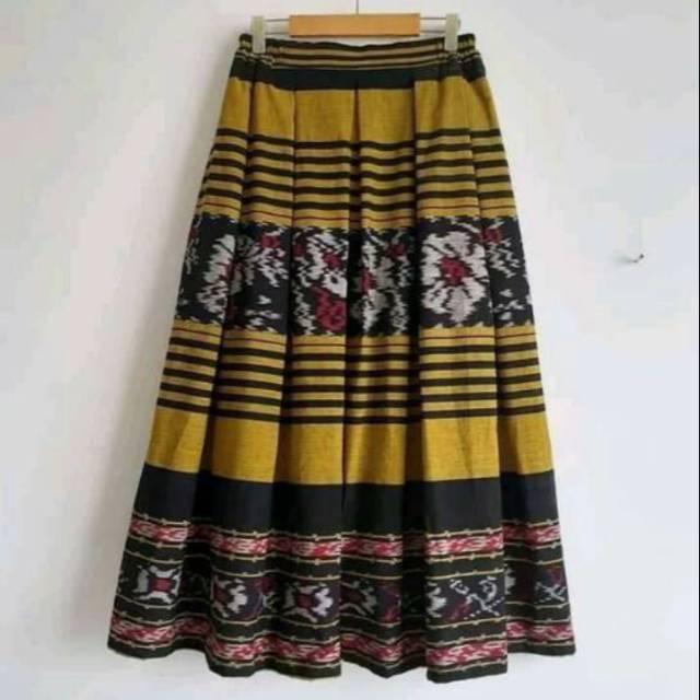 Rok tenun motif mawar mix lurik premium