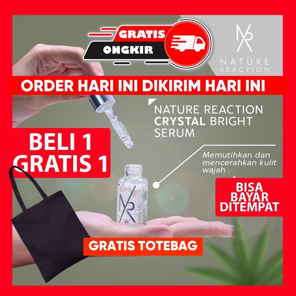 LIVE original Serum Wajah Glowing Nature Reaction CRYSTAL BRIGHT SERUM BPOM bebas jerawat dan flek h