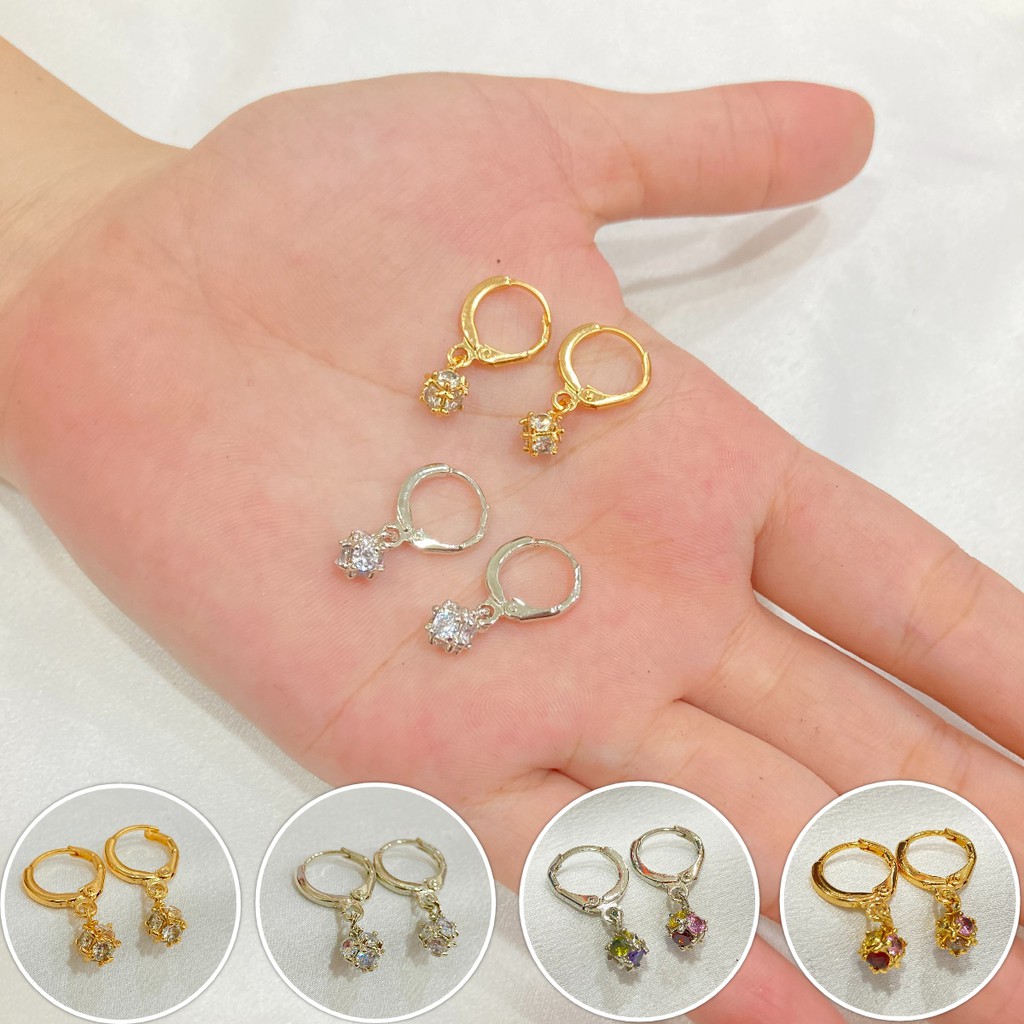 Anting Kubik Lapis Emas Aksesoris Fashion Simple - Emas