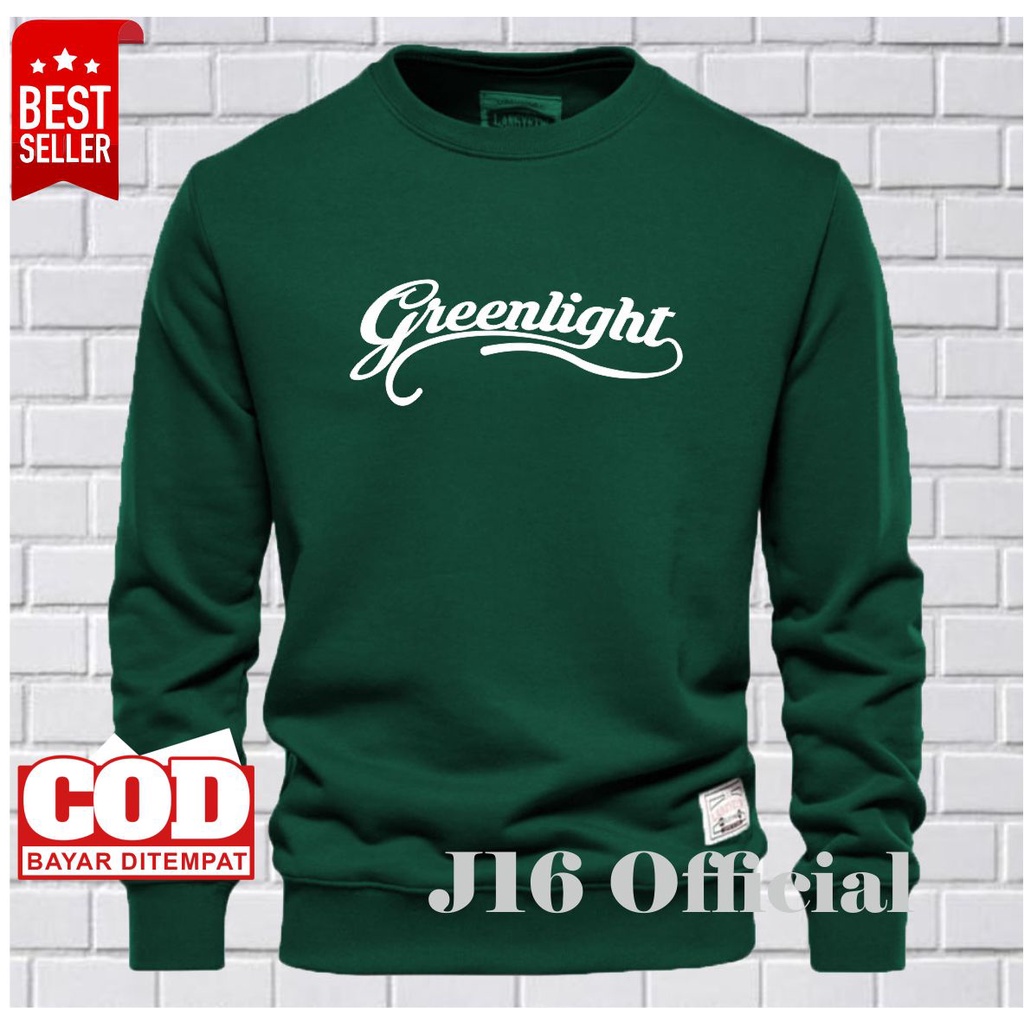 GREENLIGHT CREWNECK Sweater Oblong Pria Wanita Bahan Fleece Tebal