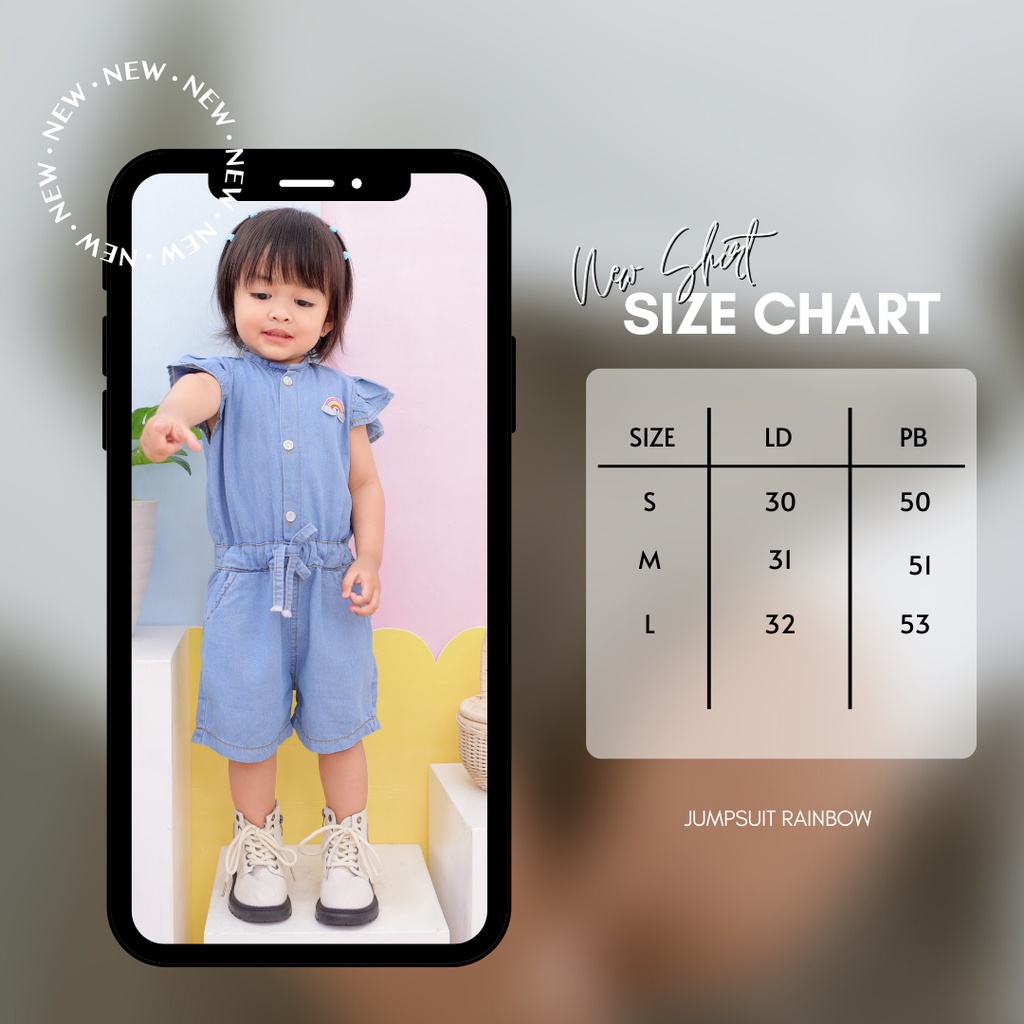 JUMPSUIT RAINBOW JUMPSUIT JEANS ANAK 1-3 th Jumpsuit Anak Jeans