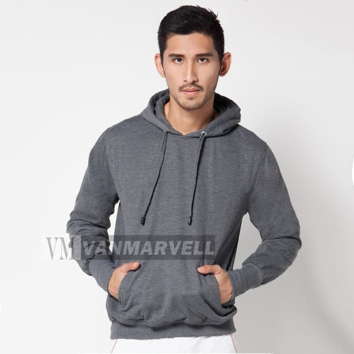 TERBARU VM Jaket Polos Hoodie Jumper Polos Abu - Abu-abu M