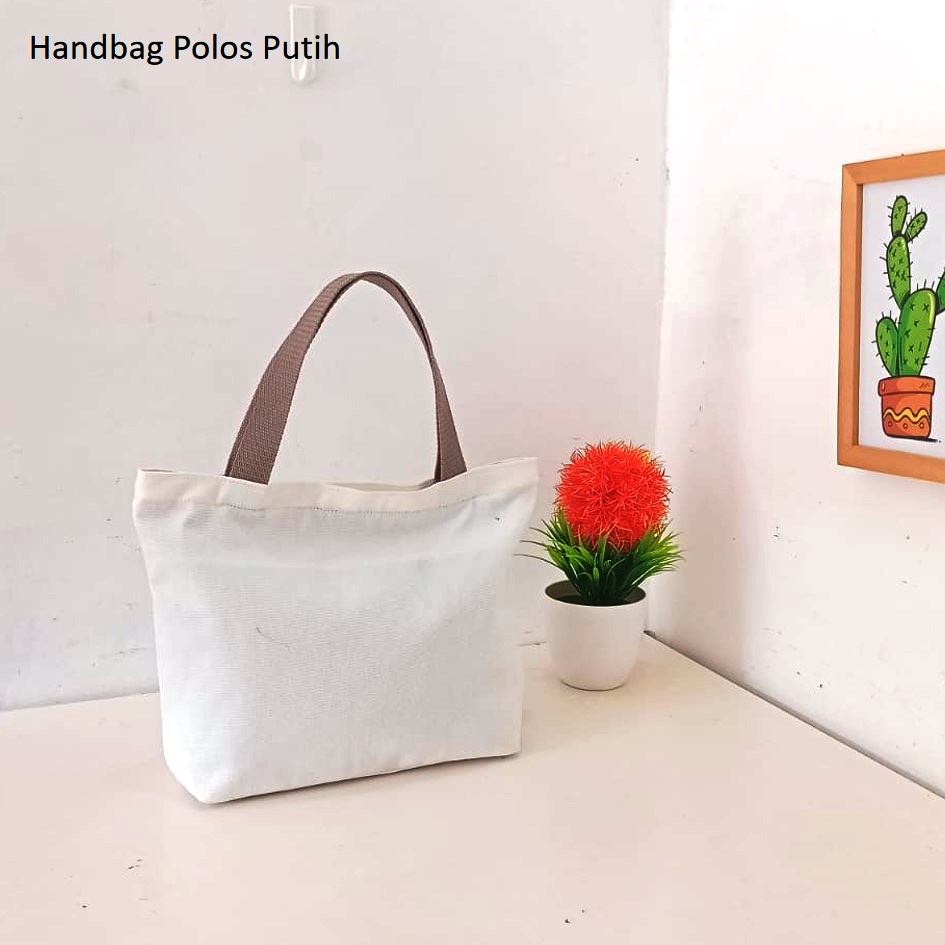 HANDBAG TAS JINJING KANVAS POLOS WARNA PUTIH RIENS COLLECTIONS