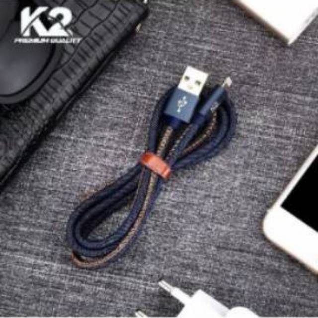 Kabel Data DENIM 2Meter K2 ORI K2 C07 Fast Charging MICRO USB Kabel Charger Grosir