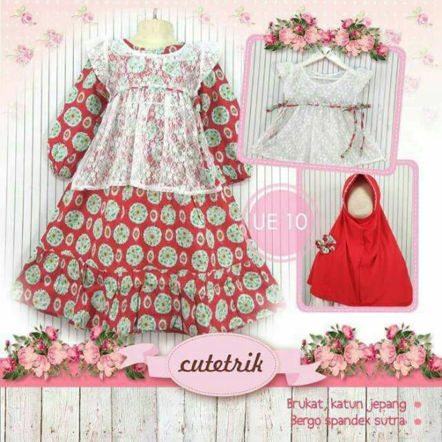 Cutetrik Gamis Bolero Brukat Merah