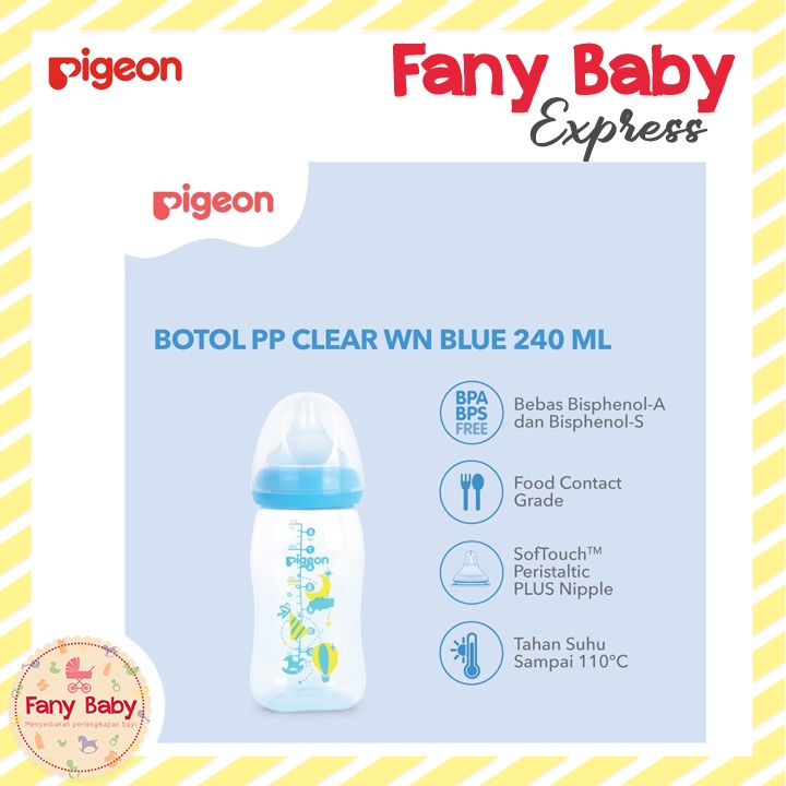 PIGEON BOTTLE PP CLEAR WIDE NECK 240ML