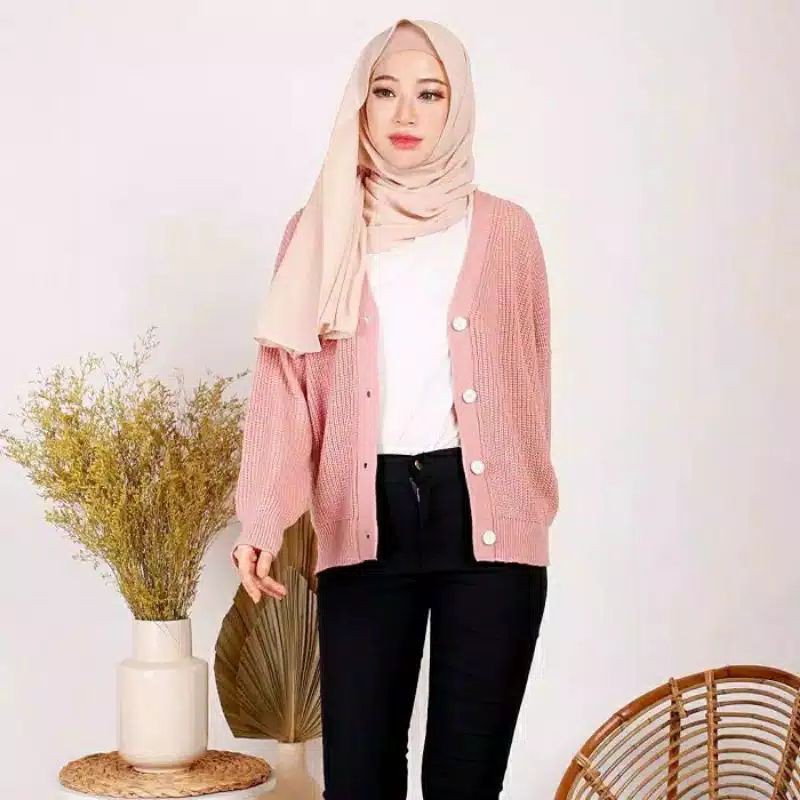 KARDIGAN RAJUT RARA 7 GATE  TEBAL RICHI STORE-Dastypink
