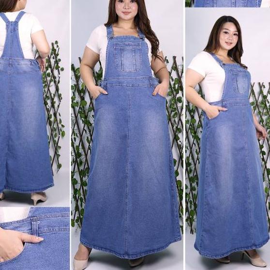 Overall jeans ripped jumbo big size