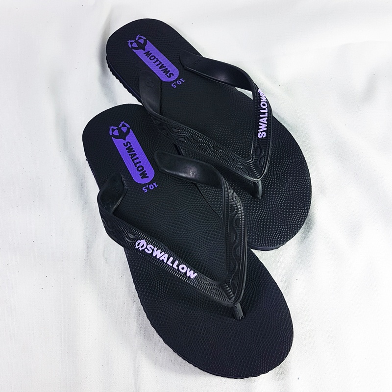 SANDAL SWALLOW HITAM 6 PASANG/Sandal Jepit pria/sandal wanita/sandal murah/size 9-11