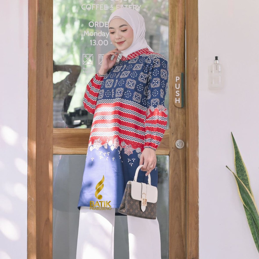 Batik Prabuseno - SARAH Tunik Batik Wanita Lengan Panjang Solo Jakarta