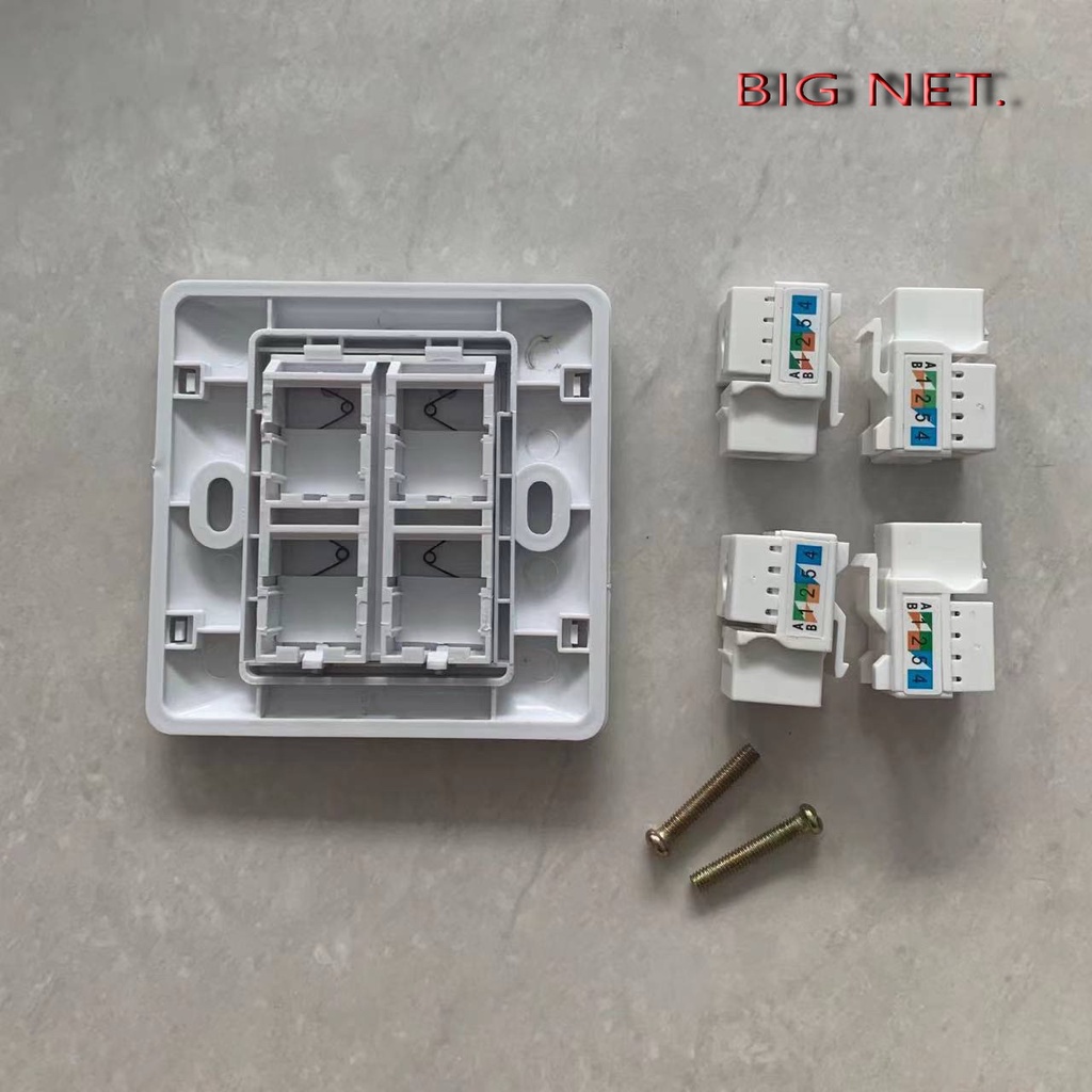 Face Plate Lan RJ45 Wall Plate 4 Ports+4pcs Modular Cat 5E or Cat 6E