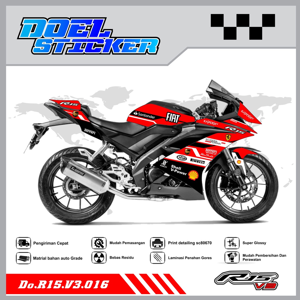 STICKER STRIPING R15 V3 - STICKER STRIPING SEMI FULL LIST VARIASI HOLOGRAM , CROME R15 V3 DOEL 016