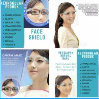 Face Shield plus Kacamata Akrilik Transparan Dewasa Protector Mask - Kacamata Pelindung Anti Virus