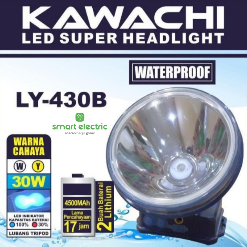 Kawachi Senter Kepala 30 Watt LY-430B Headlight LED Terang Waterproof Bagus