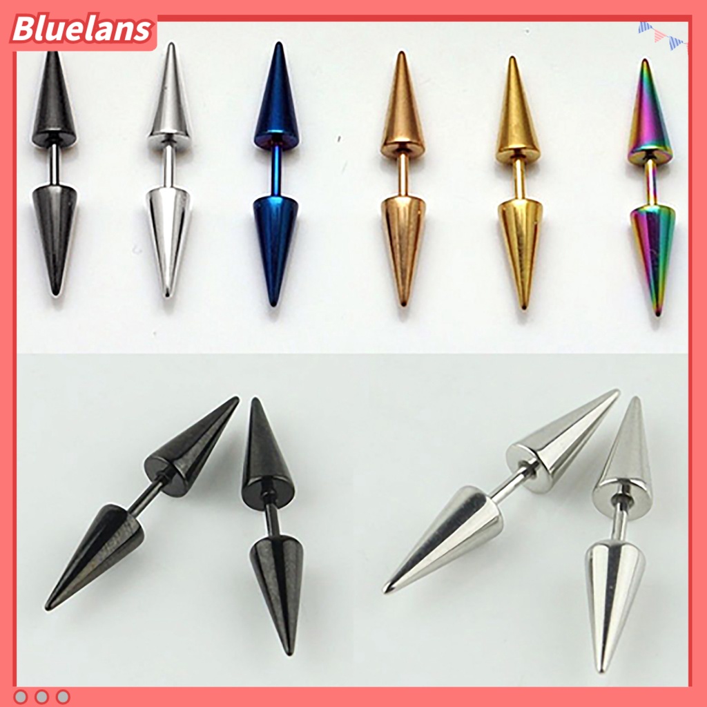 Bluelans 1 Pair Stud Earring Fine Workmanship Women Accessories Portable Unisex Double Rivet Spike Earrings