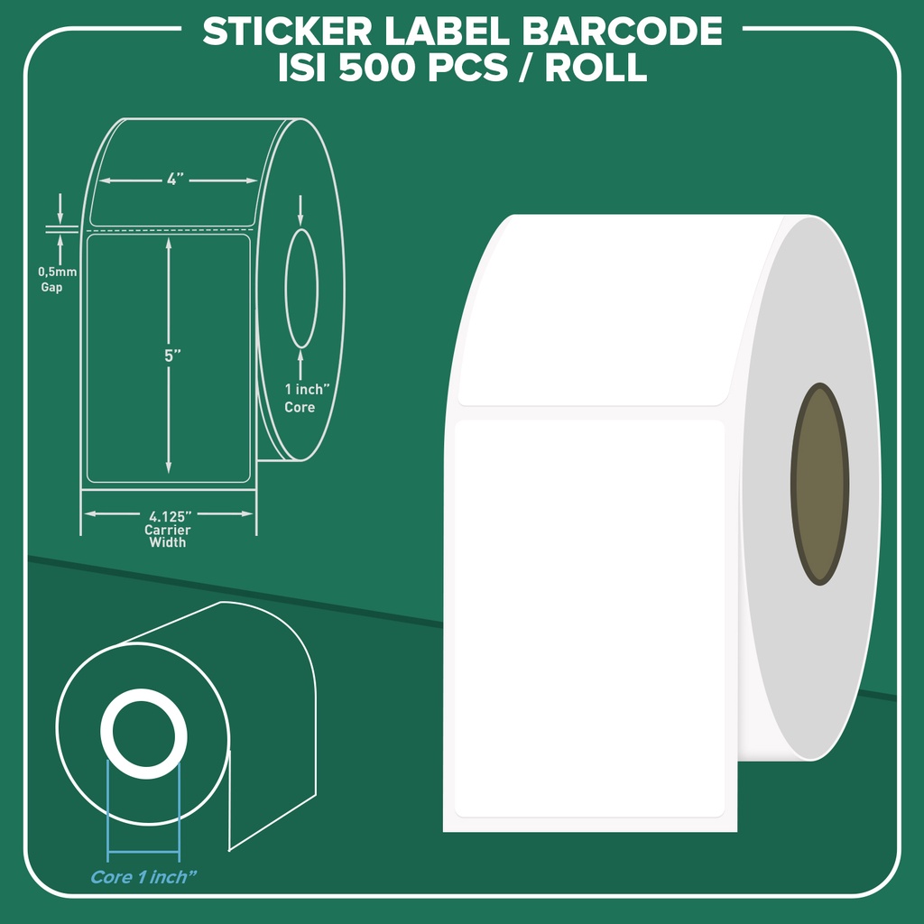 

Stiker Barcode 100 x 120 mm Stiker Thermal Barcode 100x120mm 500 Pcs