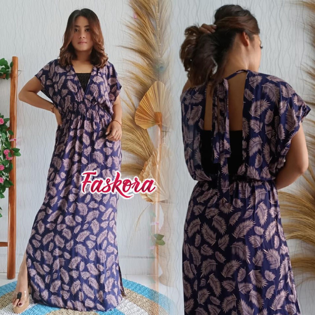 Maxi Dress Jumbo Ld 120 / Dress Panjang Wanita Casual Dress Laura / Dress Lengan Pendek Wanita Jumbo