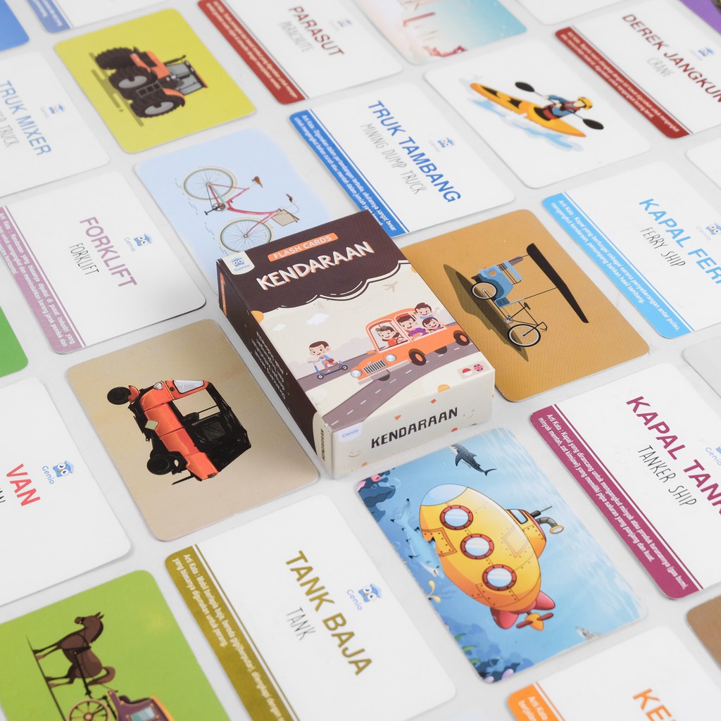 FlashCard / Flash Card Edukasi Anak Mainan Edukasi Anak Kartu Pintar Balita 1-6 Tahun PAUD TK SD MUSLIM ISLAM ISLAMI HIJAIYAH ANGKA ALFABET BENDA SEHARI HARI HEWAN KENDARAAN ABJAD ANGKA ARAB WARNA BENTUK EXPRESI TUBUH KELUARGA ANATOMI INDONESIA INGGRIS-KENDARAAN
