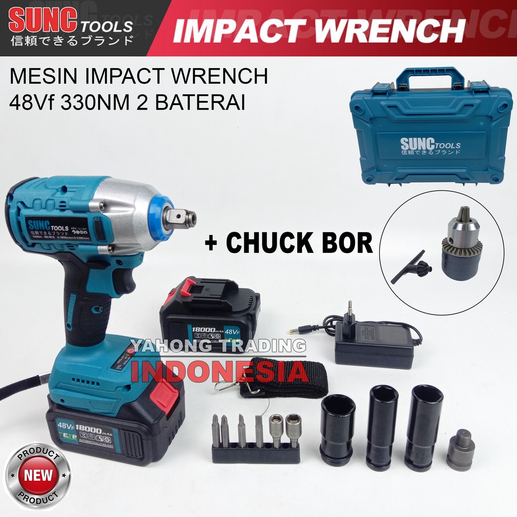 Mesin Impact Baterai Cordless Impact Wrench BRUSHLESS 48V 48VF SUNC TOOLS