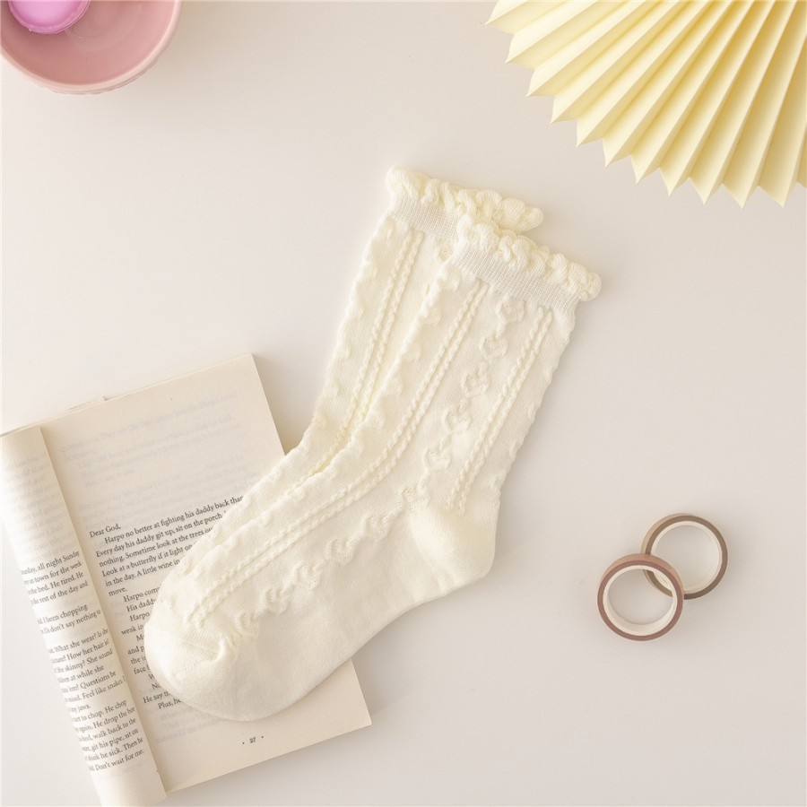 KK-45 kaos kaki lolita sedang socks renda rajut love autumn winter