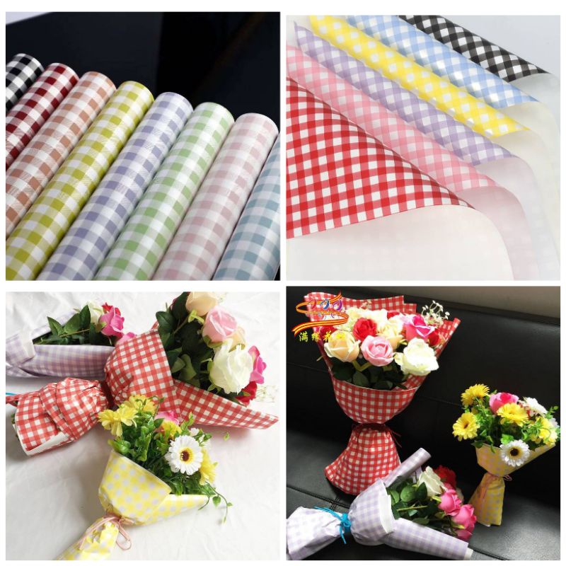 

Clellophane Free Paking 1 lembarb kertas Buket Motif Kotak