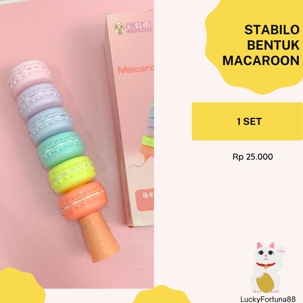 

[Luckyfortuna88] highlighter macaroon stabilo penanda tulisan alat tulis kantor 1 Set Stabilo Unik Stabilo bentuk makaron Stabilo unik bentuk makanan lucu murah kualitas Premium Lucu Murah