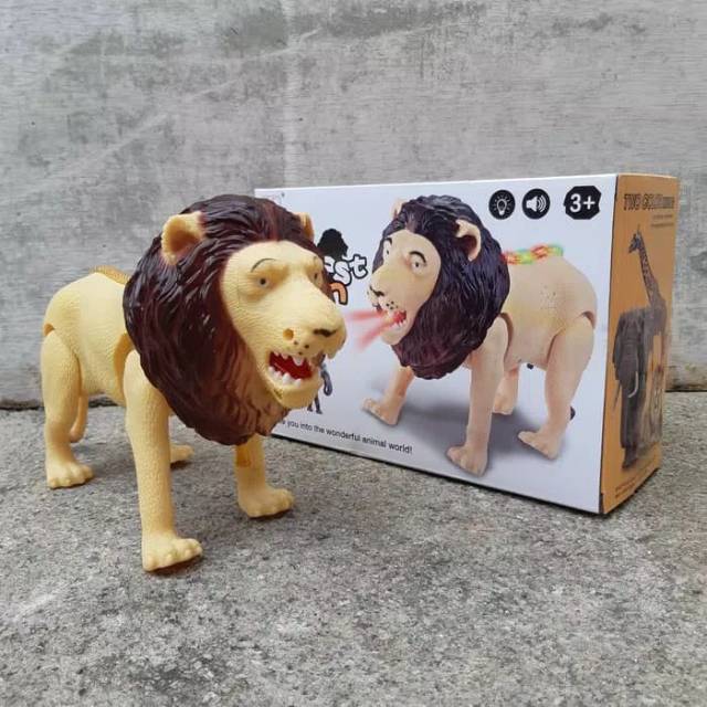 Mainan Singa Bisa Jalan Bersuara Baterai Hewan Lion Anak Edukasi