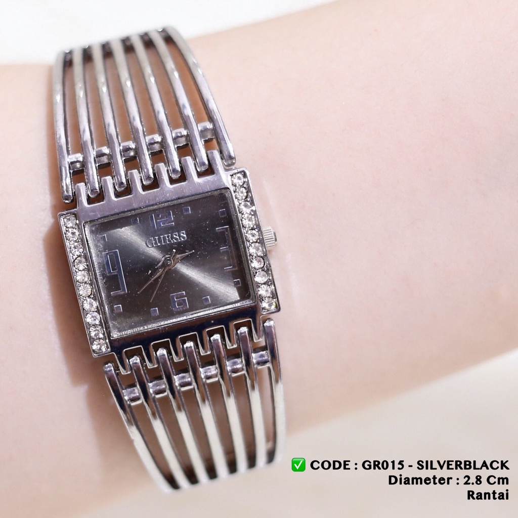 Jam tangan GUESS rantai wanita fashion cewek termurah grosir ecer stainless GR001-GR015 SILVERBLACK