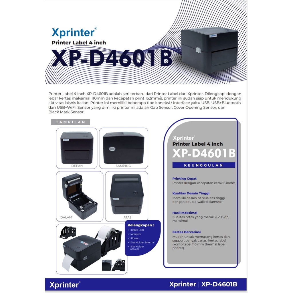 ( Bisa Cod) Printer Label IWARE Thermal Xprinter XP4601 XP-D4601 XP-4601 XP-D4601B