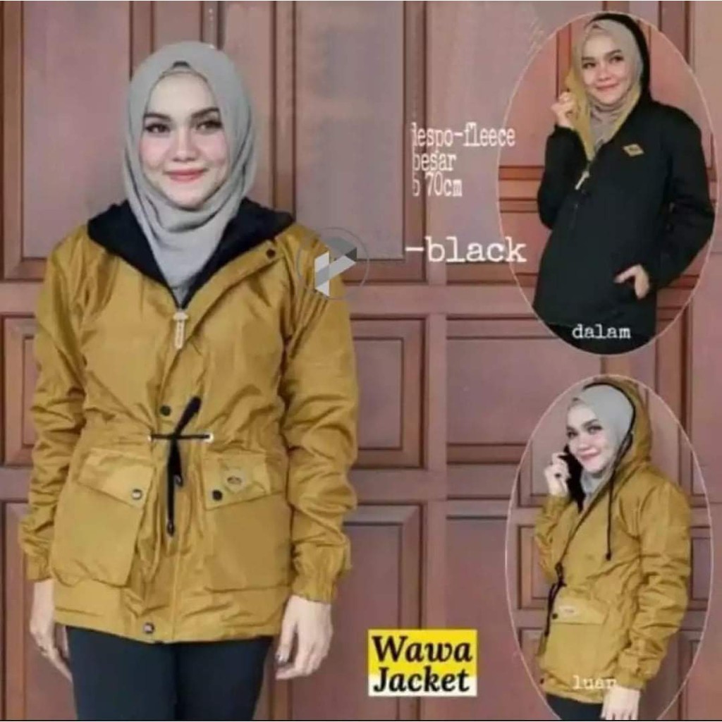 JAKET PARKA WANITA BOLAK BALIK JAKET WANITA PARKA BB MURAH JAKET PARKA CEWEK JAKET PARASUT WANITA-Mustard Hitam