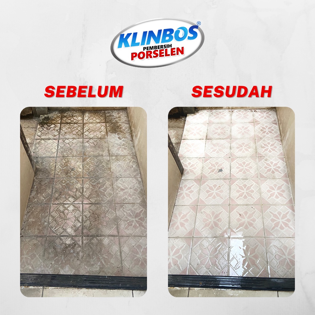 KLINBOS PORSELEN 1L + KUAS Pembersih Kerak 5X Lebih Kuat Untuk Kamar Mandi Keramik Toilet Kaca WC