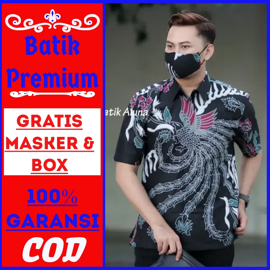 Baju batik pria lengan pendek premium full furing halus adem modern kemeja cowok xxl xxxl kondangan 