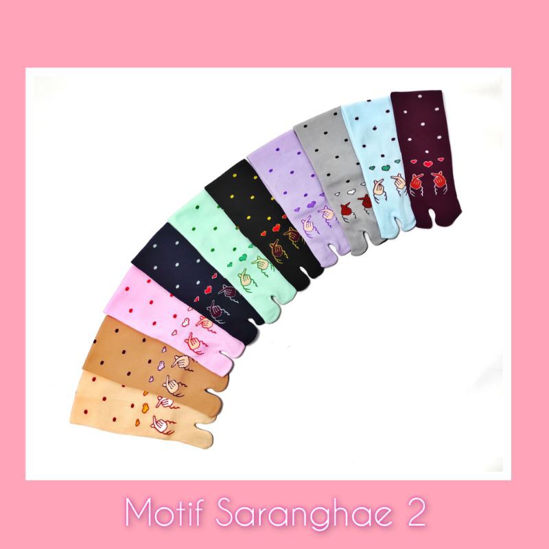 [COD] kaos kaki motif saranghae -2  jempol panjang | kaos kaki jempol muslimah motif saranghae polka | kaos kaki jempol motif polka | kaos kaki wanita jempol motif polka