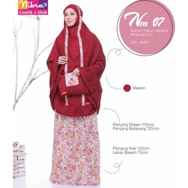 Nibras Mukena Dewasa / Mukena Nibras Nm 07 / Mukena Katun Jepang