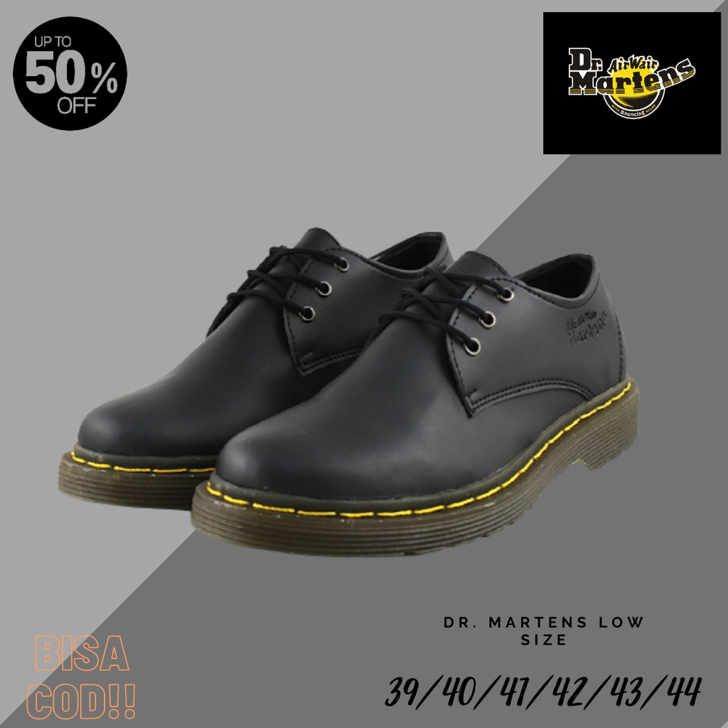 HOT PROMO- Sepatu Pria Dr.martens Pendek Hitam Low Boots Dokmart Premium Kerja Kantor Murah