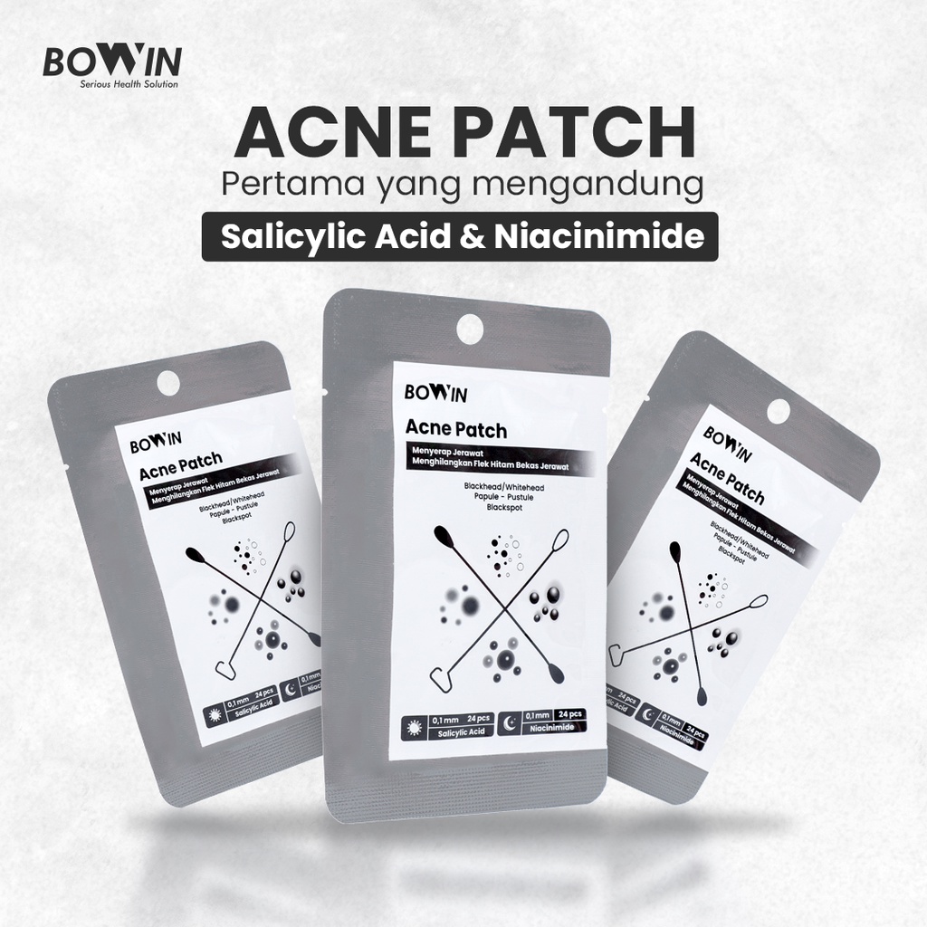 Bowin Acne Patch Salicylic Acid &amp; Niacinimide [Day 24 Pacthes &amp; Night 24 Patches] Sticker Jerawat Anti Komedo &amp; Bekas Jerawat / Obat Jerawat