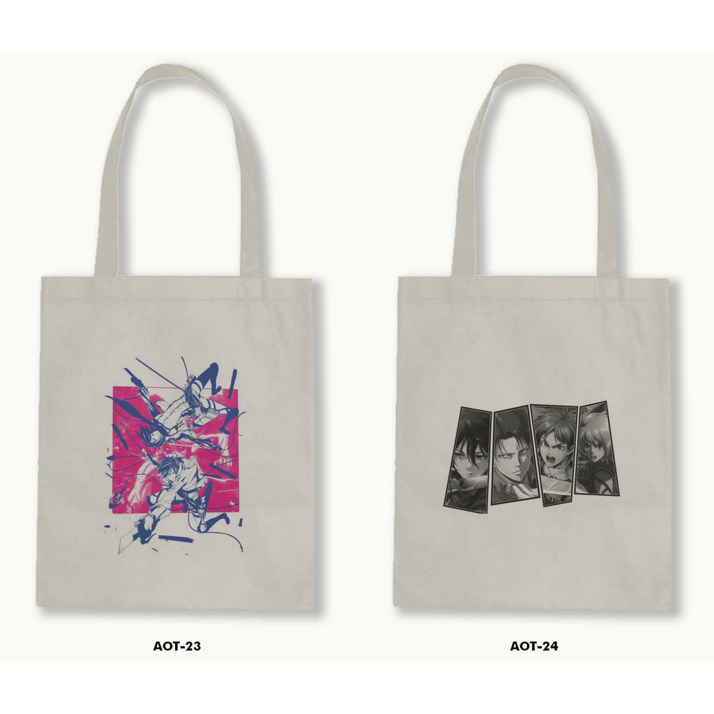Tas Tote Bag Resleting Kanvas/Blacu  Attack On Titan .01
