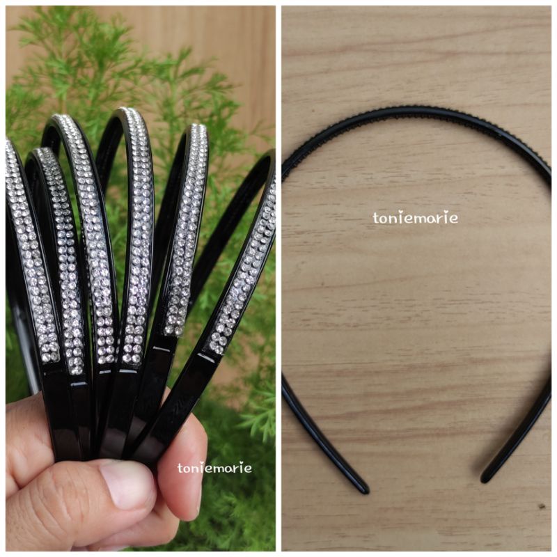 Bando Permata 2 baris / Bando Hitam / Diammond Korea Headband / Bandana Diamond Permata /Bando Korea