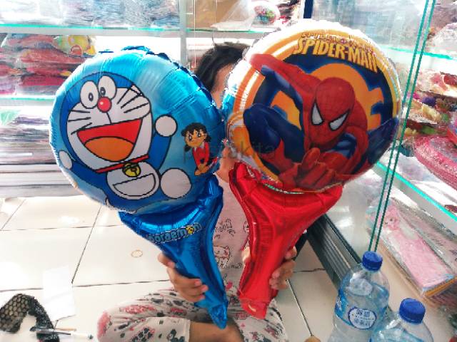 Balon Foil Pentungan / Balon Tongkat LOL Captain Amerika Unicorn Hellokitty Doraemon Spiderman