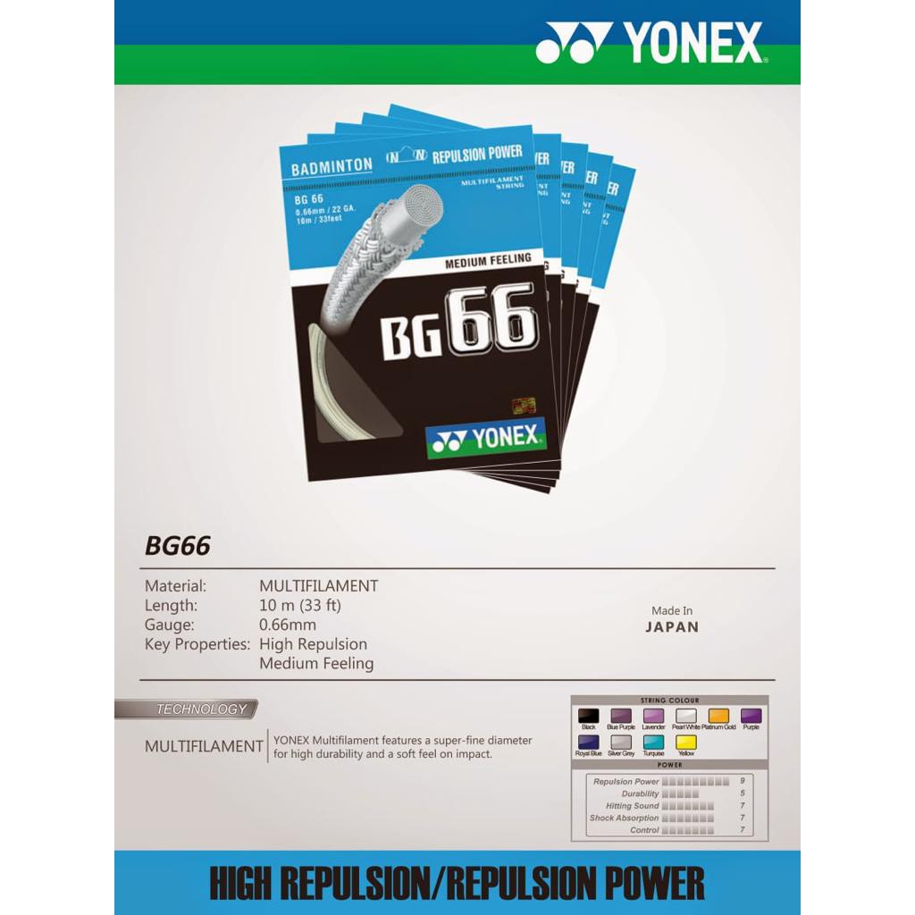 senar badminton yonex original / senar raket yonex bg 66 sp