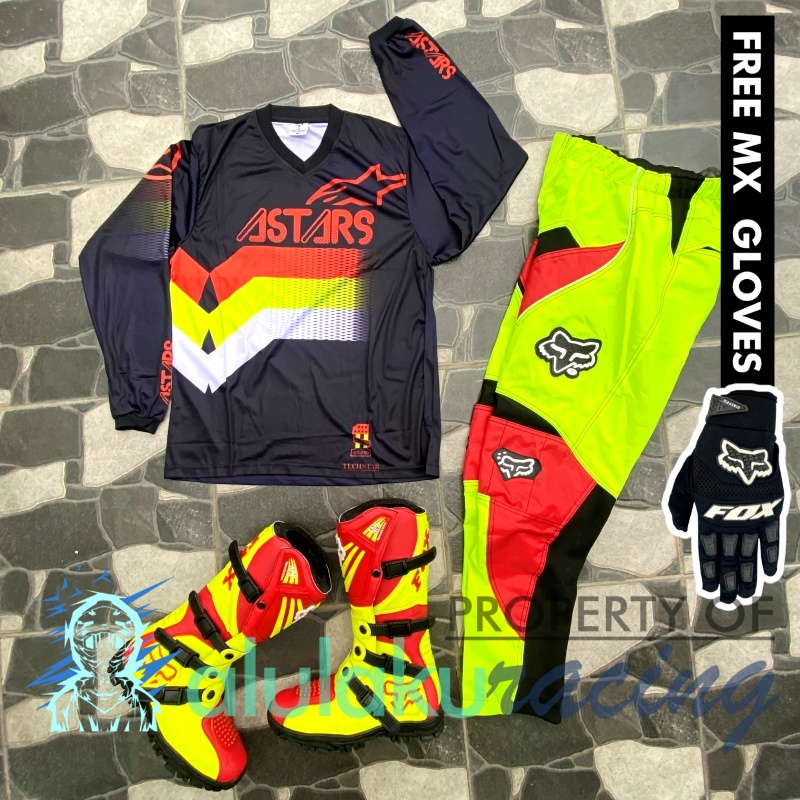 Jersey, Celana, Sarung Tangan &amp; Sepatu SV Fullset MX Trail Motocross - Paket Bundling ASCTSV031313-F41