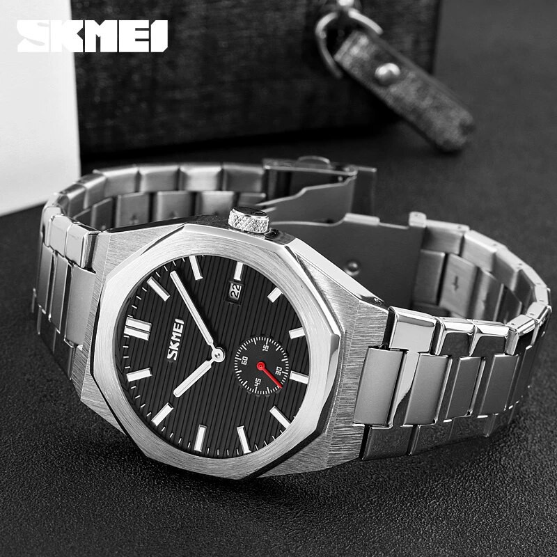 SKMEI 9262 Jam Tangan Pria Analog Chronograph Tali Stainless Steel WATCHKITE WKOS