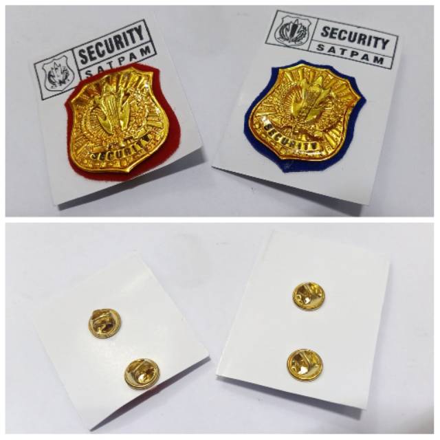 Pin Dada Security Satpam Dasar Biru dan Dasar Merah Pin Security Satpam Paku Kancing Satuan ORIGINAL