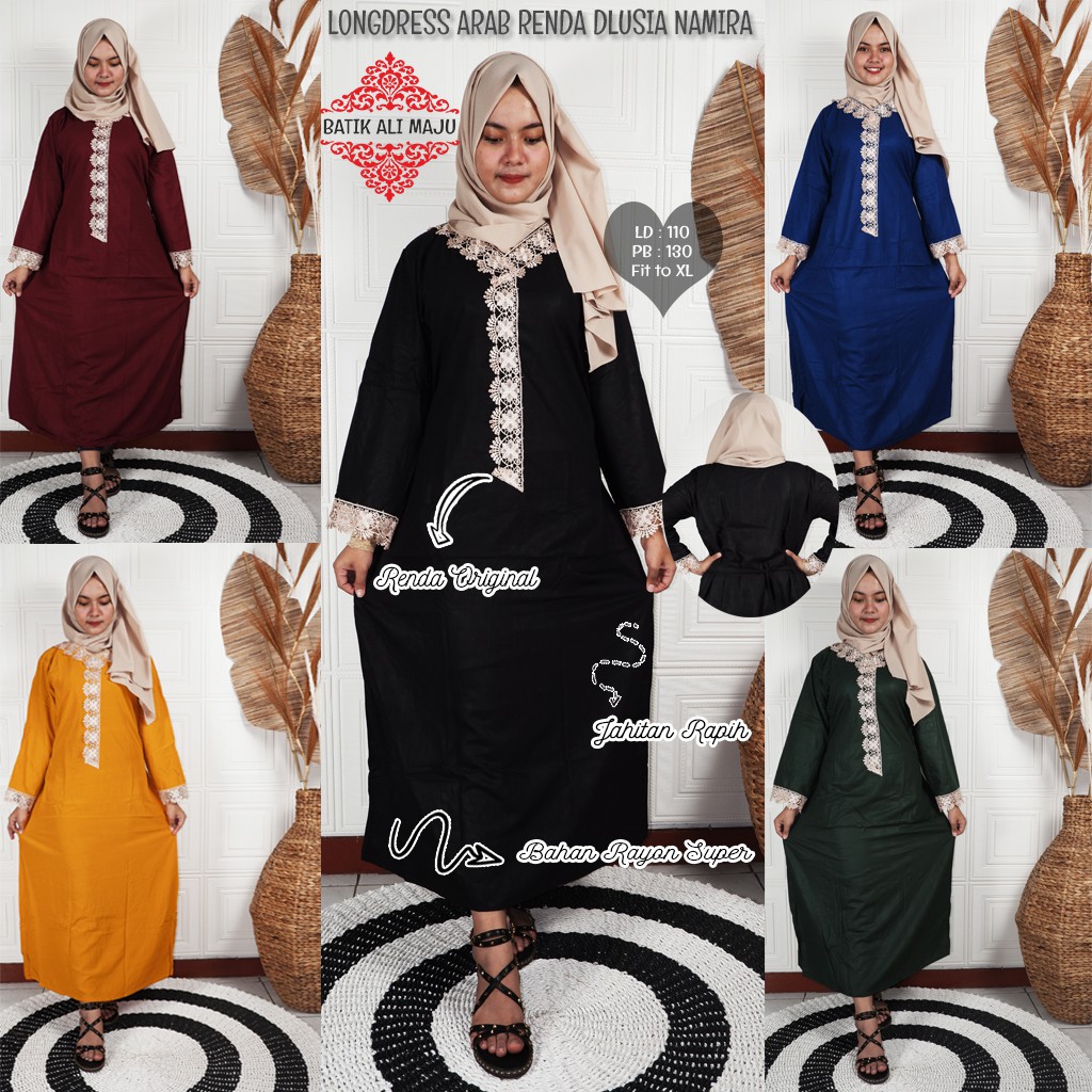 LONGDRESS Dlusia Namira Daster Arab Renda Kekinian Terbaru Grosir Murah di Pekalongan