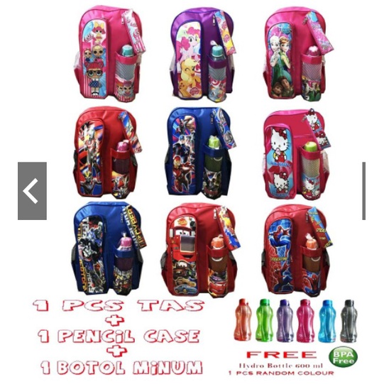 Tas Ransel Anak Sekolah TK PG SD + FREE Botol Minum COD ~ PROMO BACK TO SCHOOL~