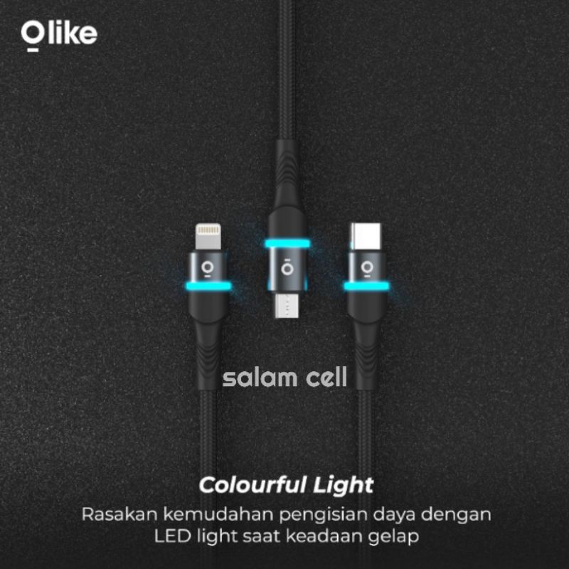 Kabel Data Type-C OLIKE Colorful Breathing LED Cable-TYPE C (D101C)