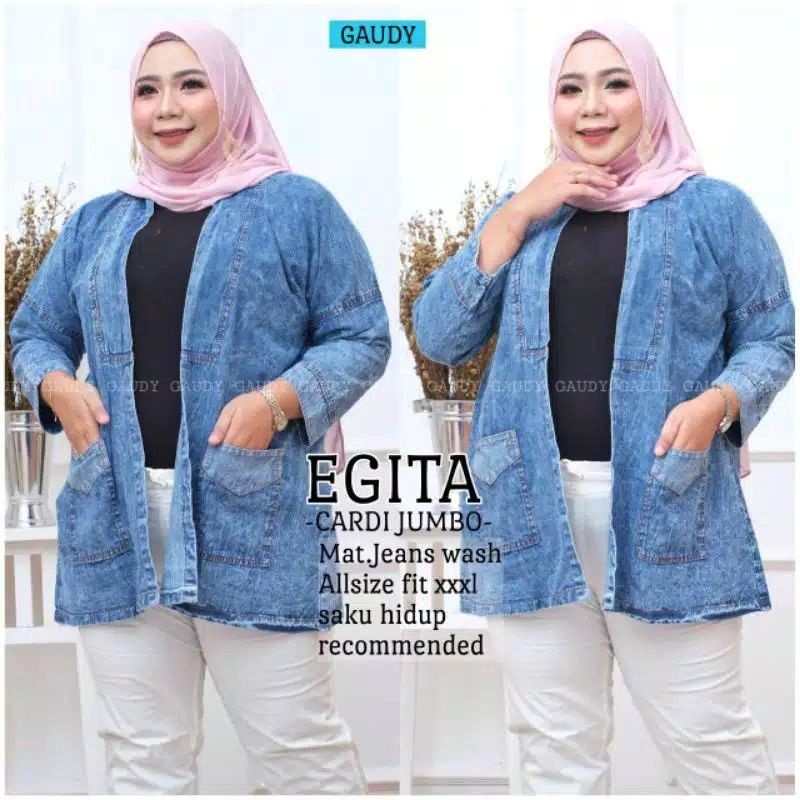 cardigan jeans Big size super jumbo kekinian bahan original jeans