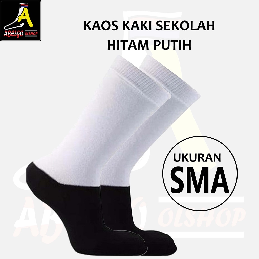 (6&amp;12 pasang) kaos kaki sekolah hitam putih SD/SMP/SMA/kaos kaki anak sekolah putih telapak hitam