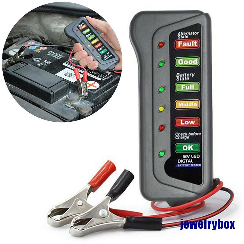 (Jewelrybox) Alat Tester Diagnostik Alternator Digital 12v Dengan 6 Lampu Led Untuk Baterai Mobil